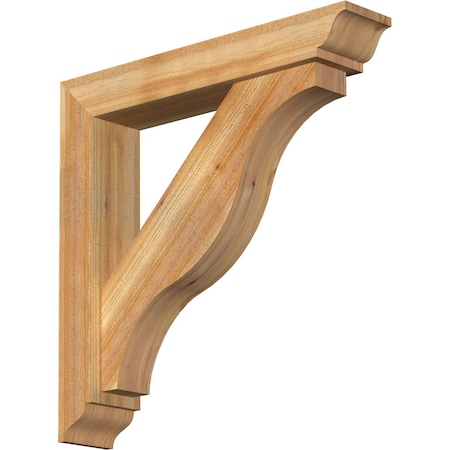 Ekena Millwork Funston Traditional Rough Sawn Bracket w/ Offset Brace, Western Red Cedar, 6"W x 32"D x 32"H BKT0604X32X32FST01RWR